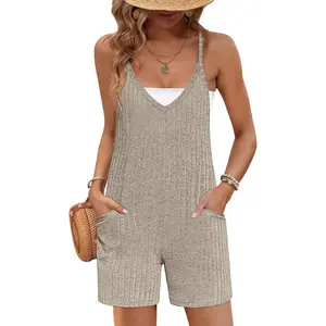 Rompers for Women Summer Casual Sleeveless Strap Maternity Jumpsuit Vacation Shorts Overalls with Pockets