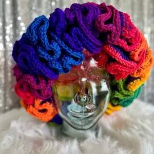 Rainbow Extreme Ruffle Crochet Hat