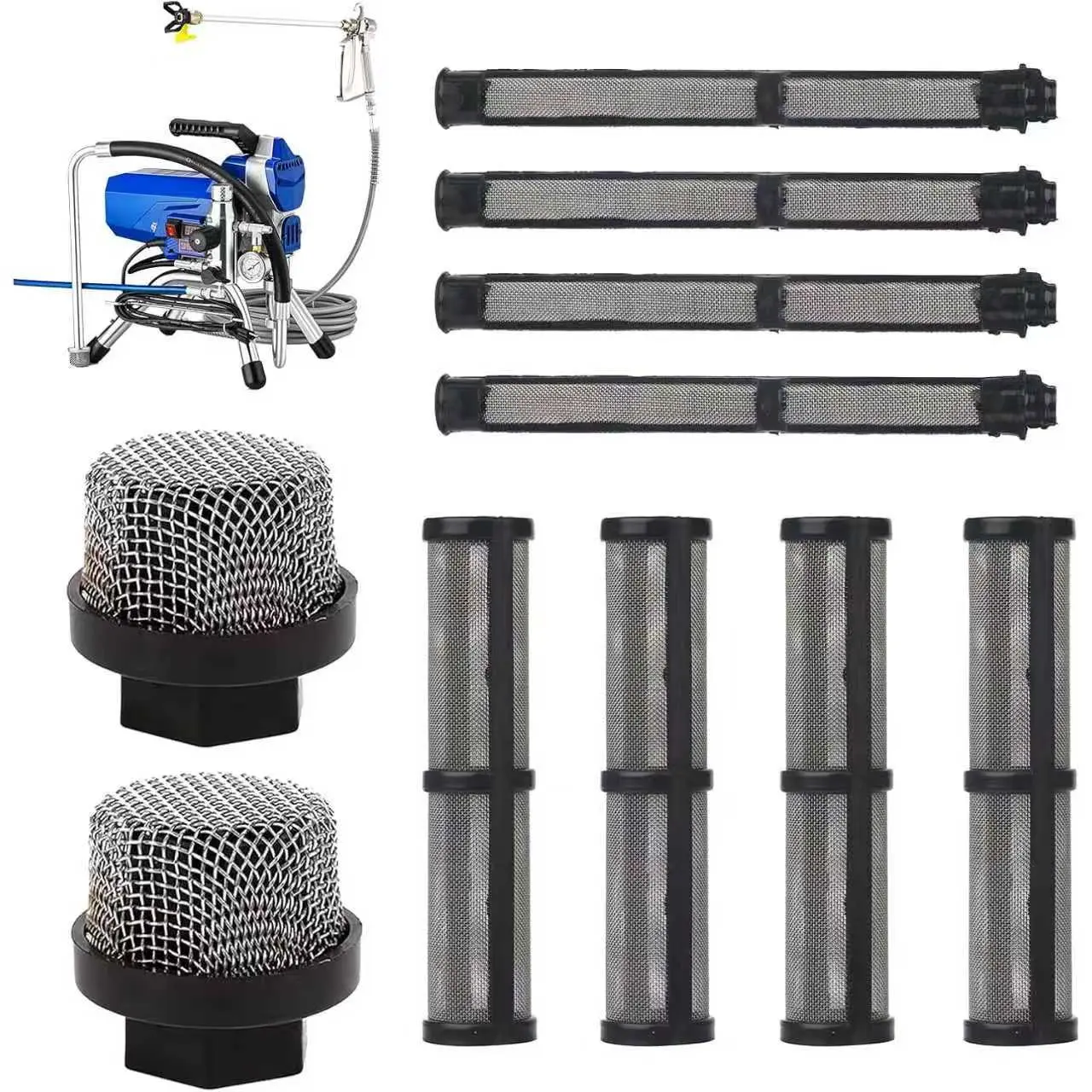 10-Piece Airless Spray Machine Filter Set, Includes 2 Pump Filters, 4 Core Filters, 4 Gun Filters, Compatible with Graco Models, Compatibility, Quality Components, Durability, Painting Tasks, Reliable