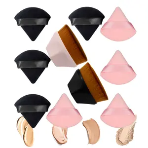8 Pieces Face Triangle Powder Puff 2 Portable Professional Foundation Brush kit Suit For Wet Dry Powder Cream Makeup Tool For Cosmetic Flawless Set