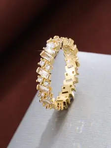 Geometric Long Strip Design Zirconia Ring for Women, Artificial Zircon Rings, Casual Gift Jewelry, Artificial Zircon Stone, Fashion Accessory