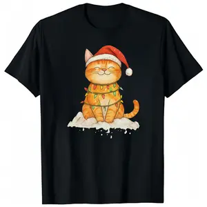 Cozy Christmas Cat T-Shirt, Cute Kitty Tee, Cat Mama Gift, Winter Holiday Presents, Women's Top, Unisex Shirt