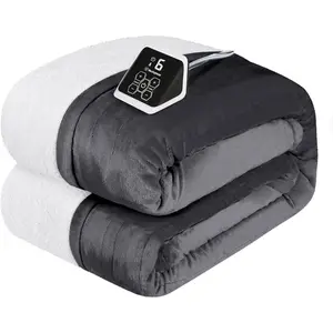 Heated Blanket  Size, Soft Flannel to Sherpa Electric Blanket with 10 Heating Levels, 12 Hours Auto Off,  Heating, Machine Washable, 62x84 Inch, Charcoal
