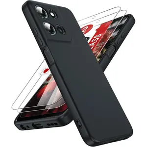 for Moto-G-2025 Case: [   ] Moto G 2025 Phone Case with【 Tempered Glass Screen Protector】, Slim & Anti-Scratch Silicone Motorola Moto G 5G 2025 Case (XT2513),Black
