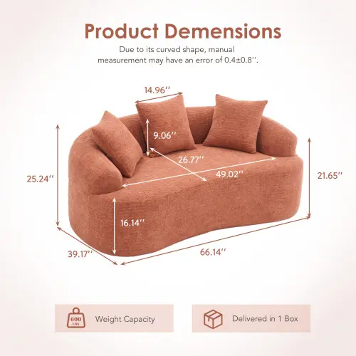 Coral Pink + Chenille + 2 seat + Foam