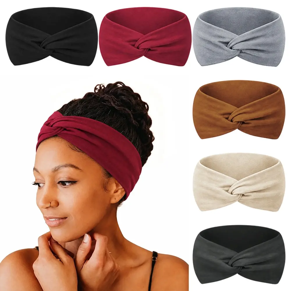 6 Pack Wide Headbands for Women, 4'' Large Turban Headband Boho Hairband Hair Twisted Knot Accessories
