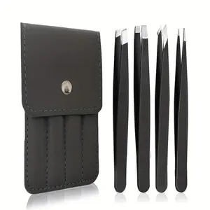 Professional Stainless Steel 4-in-1 Eyebrow Trimming Tool + Tweezer Set - Eyebrow Shaping Kit - Eyebrow Facial Trimmer - Very Precise Facial Hair Remover for Men and Women - Includes Storage Bag
