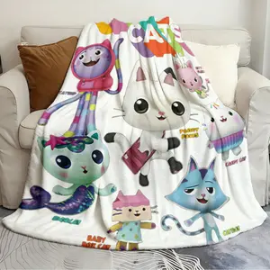 Printed blankets s Gabbys Dollhouse Gabby Cats Exquisite blanket Flannel Cozy Blanket Suitable for living room bedroom warming blanket Figure Print Blanket