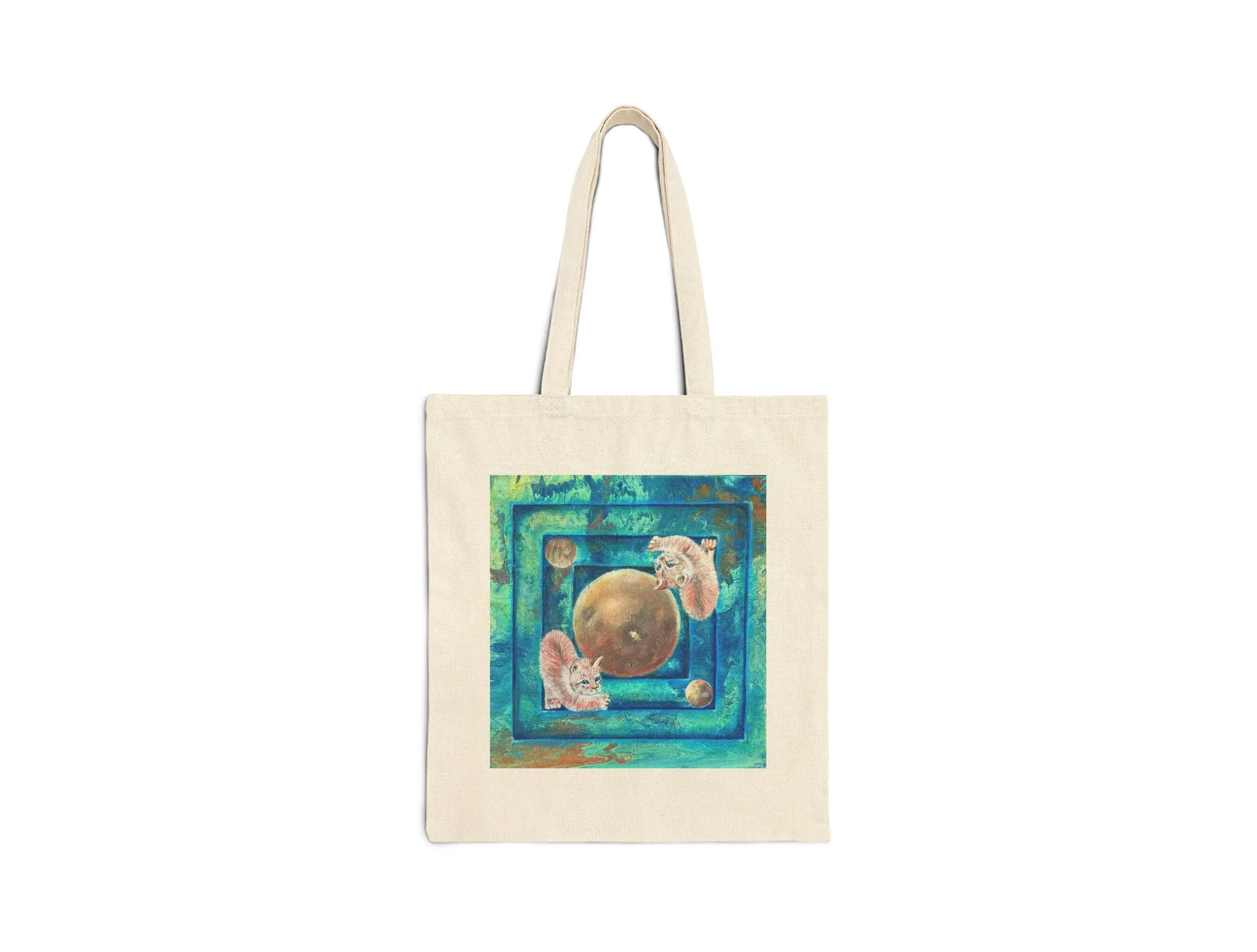 Catching the Moon Tote Bag - Aesthetic Celestial Canvas Market Bag, Whimsical Dreamcore Shoulder Tote