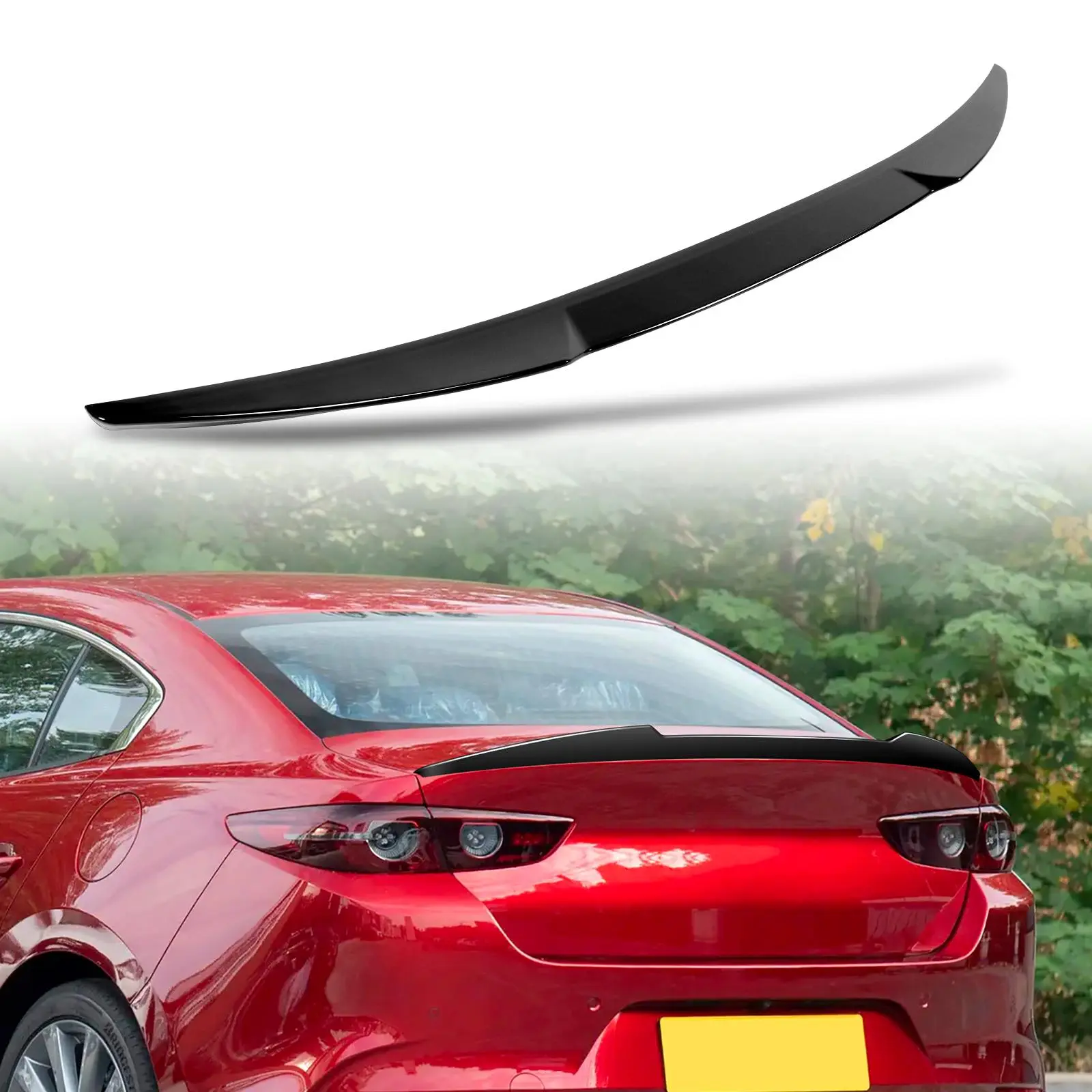 Pspeed Rear Spoiler Wing Compatible with 2021-2022 for Mazda 3 Sedan 2.0/2.5 S/2.5 Turbo 2019 2021-2022 for Mazda 3 Sedan GS/GT/GX 2019-2022 for Mazda 3 Sedan i/I Sport Gloss Black Rear Trunk Spoiler