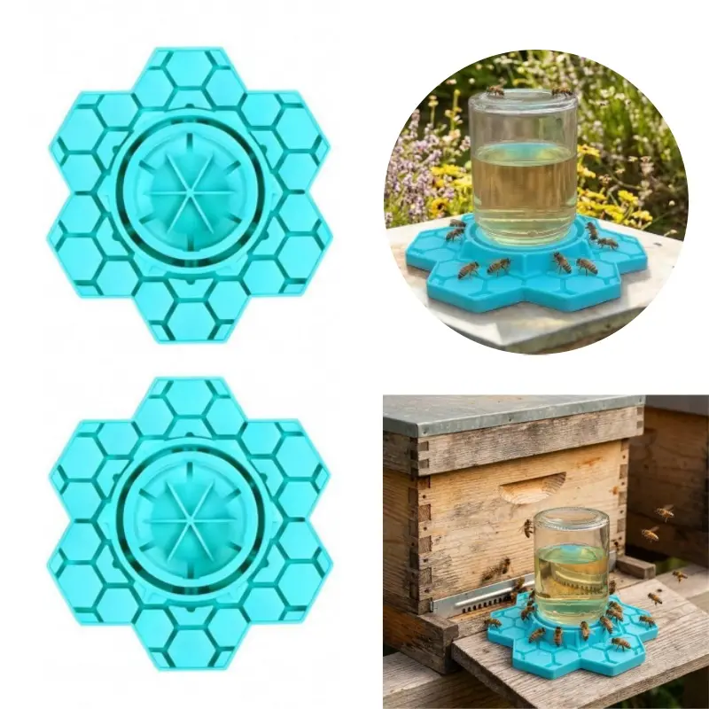 2 pcs bee silicone feeders, suitable for Mason jars, compatible with regular and wide mouthed, silicone bee sugar water feeders, outdoor garden bee water dispensers