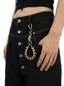 Streetwear Spine Wallet Chain Punk Bag Charm Designer Utility Pants Chain Y2K Fashion Accessory