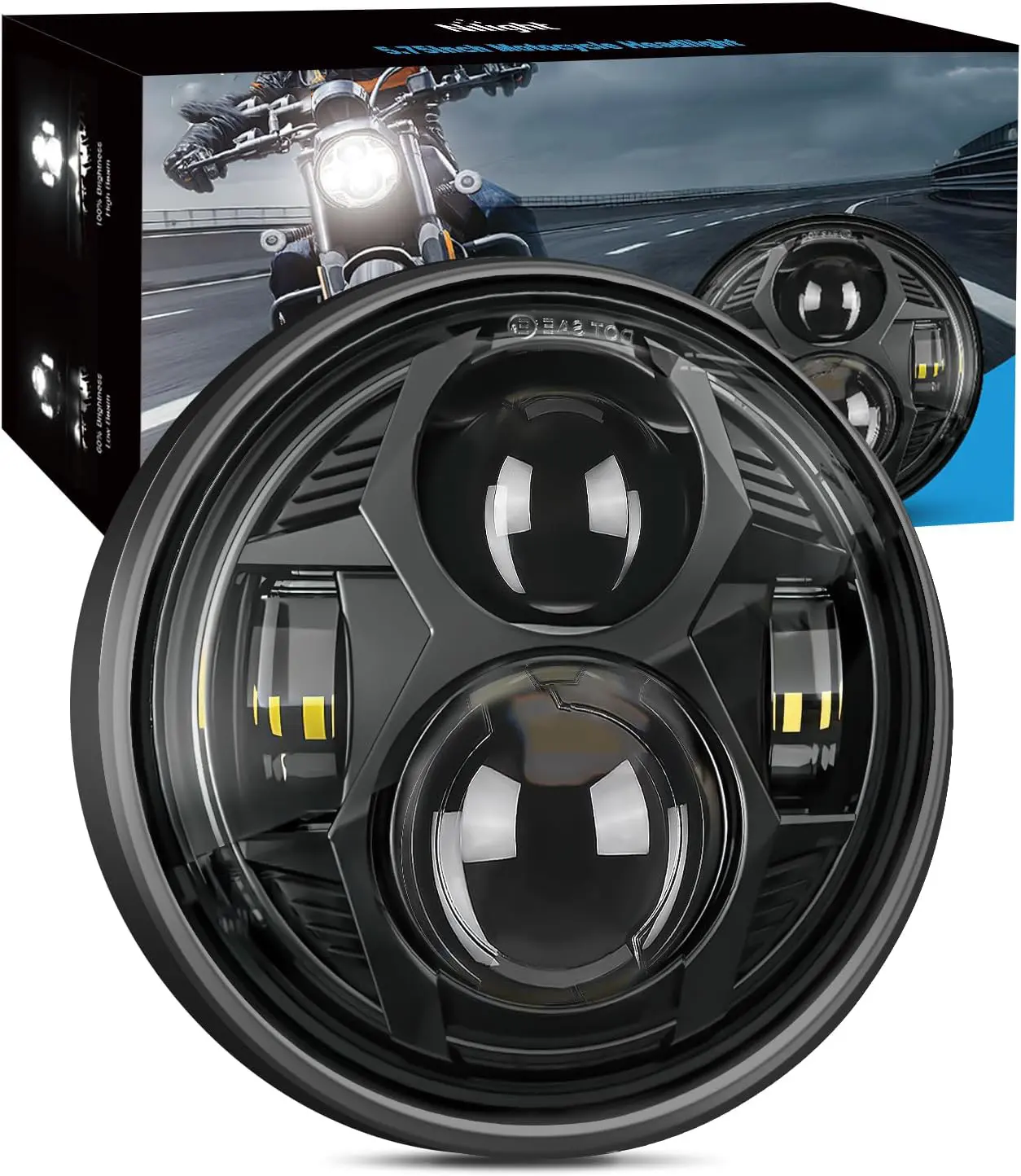 7.5-inch Universal Car Motorcycle Headlight Cafe Racer 7.5-inch Universal Cafe Racer Round Motorcycle LED Headlight Front Headlight High Beam Modification