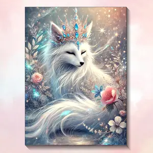 Fantasy Fox Diamond Painting Kit, 5D DIY Full Round Art Diamond Painting Animal Series Great for Home Wall Decoration 30x40cm