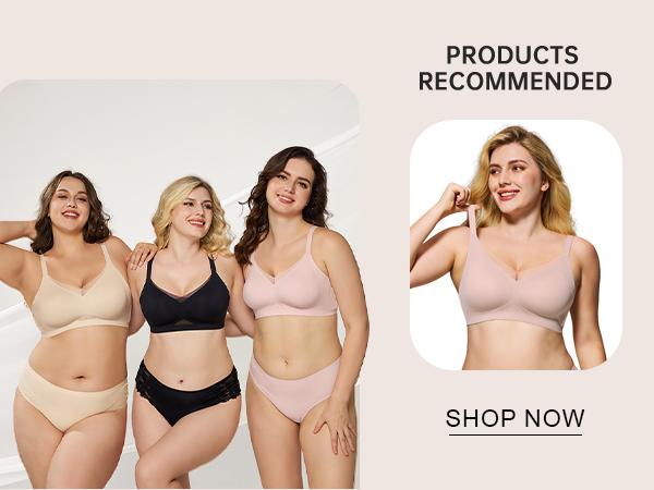 (Size up recommended) AsFairy Women's Seamless Wireless Bra Full Coverage Push Up No Underwire Tshirt Comfortable Womenwear Everyday Jelly Underwear Bras Machine Washable U-back & Crisscross Back Semi-fixed Pads