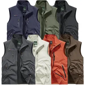 Men's outdoor multifunctional quick drying vest, men's multi pocket commuting divine clothes, mesh breathable fishing, photography director work clothes