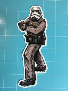 Sheriff Trooper, Hard Hat Sticker, Bue Collar Sticker, Construction Sticker, Hard hat stickers, lunchbox sticker, Journeyman sticker, 409 carpenters, working class, carpenters stickers, union stickers
