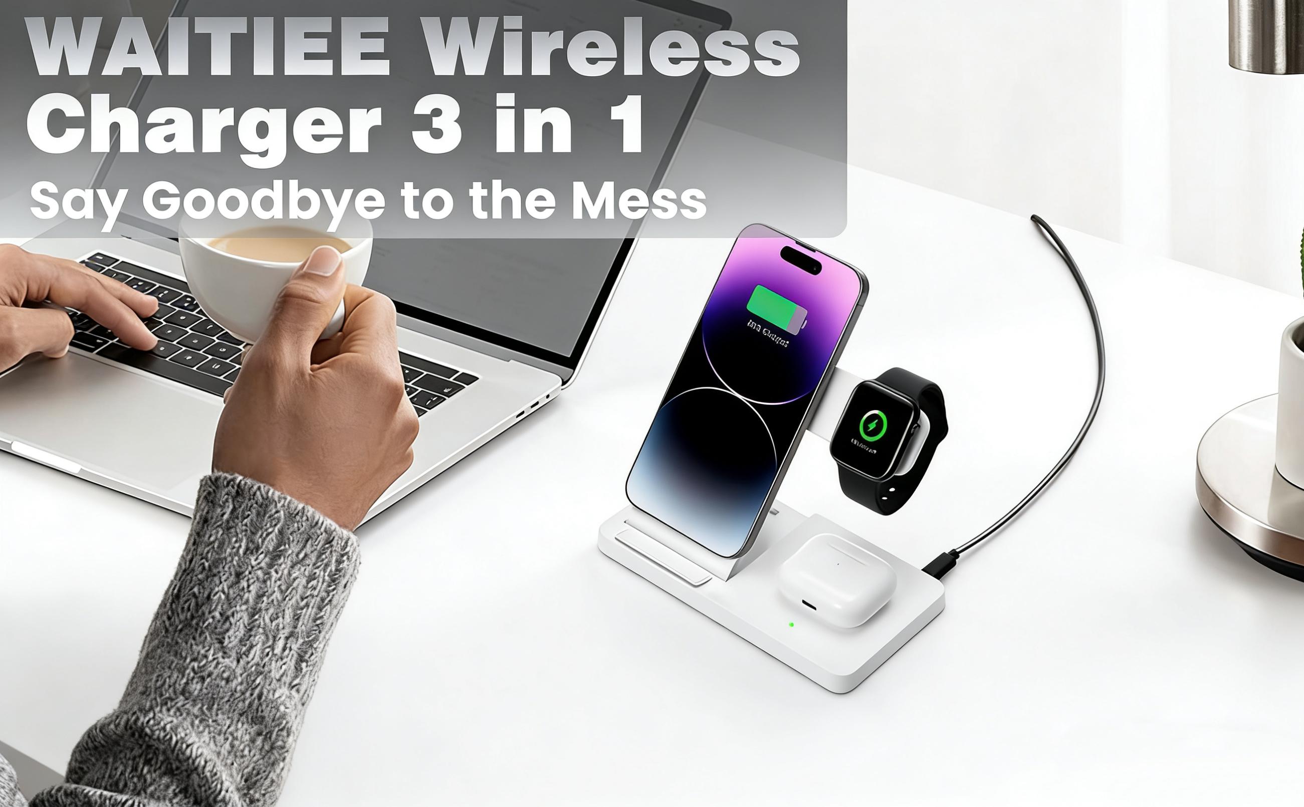3 in 1 Magnetic Wireless Charger Qi2 15W Fast Charging Station for iPhone Apple Watch AirPods