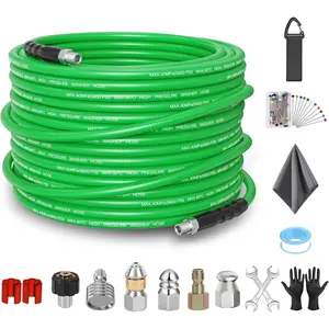 Sewer Jetter Kit for Pressure Washer 50FT – 5800PSI High-Pressure Drain Cleaner, M22 & 1/4'' NPT, Unclog Gutters & Sewer Lines, Jetter Hose for Homeowners & DIYers