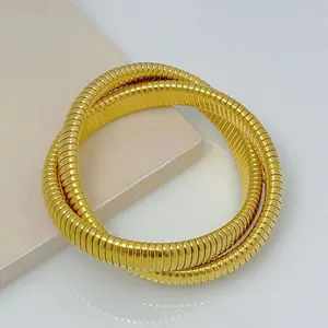 Elegant Women's Minimalist Cuff Bracelet - Valentine's Day Gift for Girlfriend Double Chic Trendy Stack Bangle Exquisite Jewellery Accessories