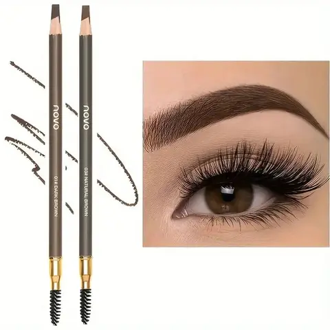 Ultimate Waterproof Eyebrow Pencil Set of 2, Long Lasting Smudge-Proof Formula with Brush, Perfect Natural Finish for All Skin Types, Eyebrow Makeup Products, Eyebrow Perfection