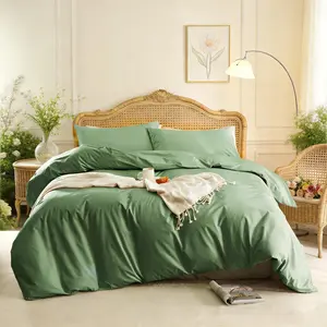 Pure Color Fresh Spring Bedding Set, 3 Piece Set Includes 1 Duvet Cover and 2 Pillowcases,No Insert  Soft Comfortable for Home Bedroom Soft Bedding Sets