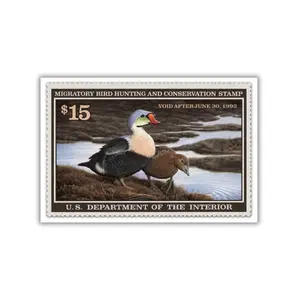 Migratory Bird Hunting Conservation Poster Vintage Style, Duck Wildlife Stamp Art Print, Outdoor Nature Hunting Gift for Cabin Office Home Decor