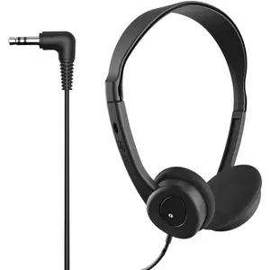 - 190319 Stereo Headphones - 3.5mm Cord with 6-Foot Length - Soft Padded Ear Cushions, Adjustable Headband for Comfort - Sleek, Lightweight, Wired for Reliable Connection - Black