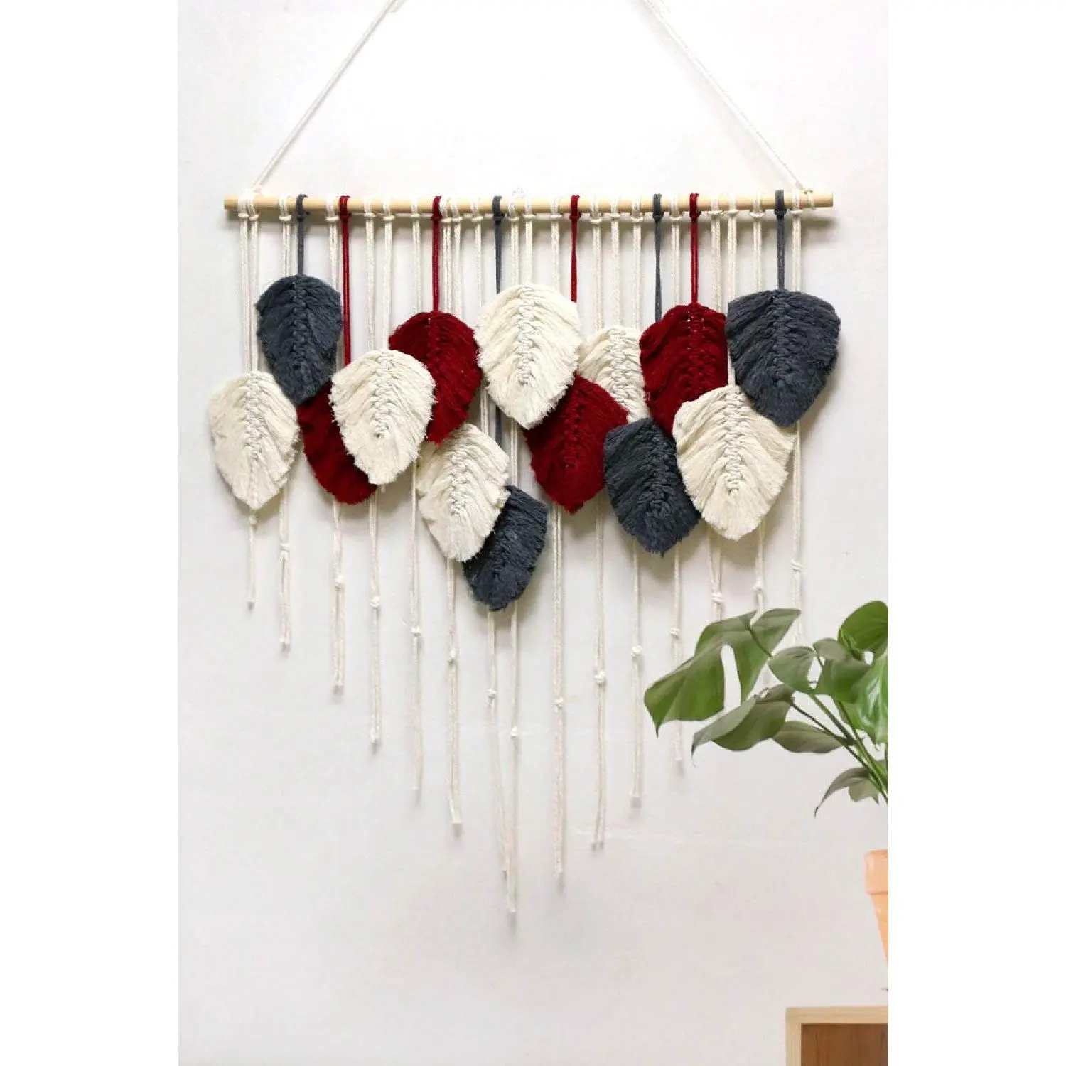 Hand-Woven Feather Macrame Wall Hanging