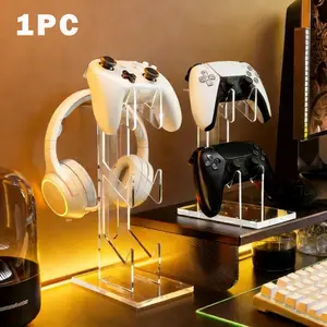 Acrylic Game Controller Stand, Desktop Display Holder for Controllers & Accessories, Portable Clamp Design for Office Desk Organization