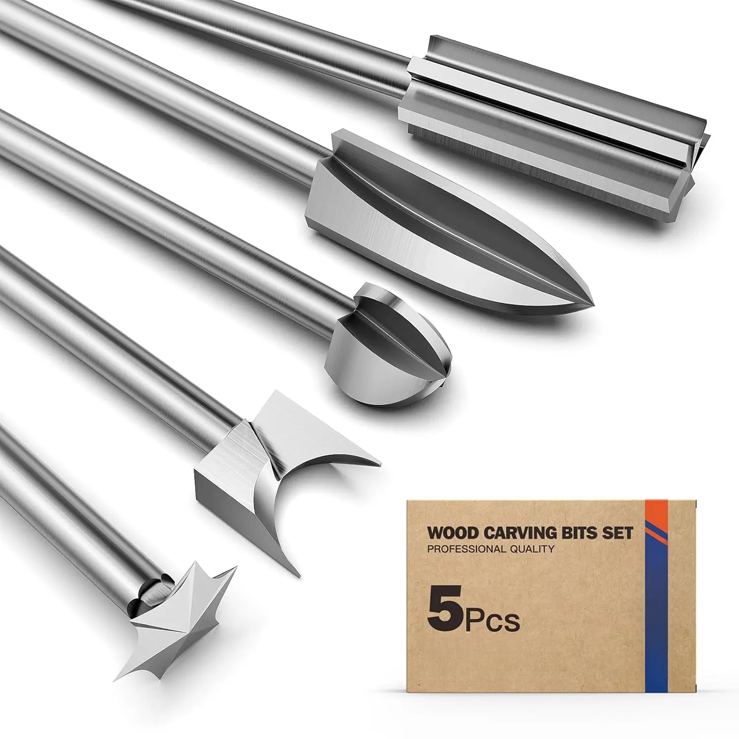 Carving Bits for Dremel Tool Accessories, 5 count Different Types Rotary Tool Bits with 1/8" (3 mm) Shank for  Carving Grinding Engraving Drilling  Sculpture