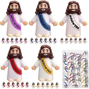 Little Jesus Figures - 30 Pack Tiny Jesus Figures to Hide and Seek, 5 Color Mini Jesus Figurines in Bulk for Easter Egg Christmas Stuffers Fillers, Christian Party Favors Religious Gift
