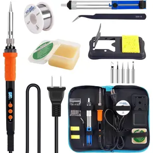 LDK Soldering Iron Kit, 100W Soldering Iron Cautin for Electronics, Soldering Pen Soldering Gun Jewelry Kit with 5pcs Tips, Stand, Solder, Solder Paste, Desoldering Pump, Tweezers