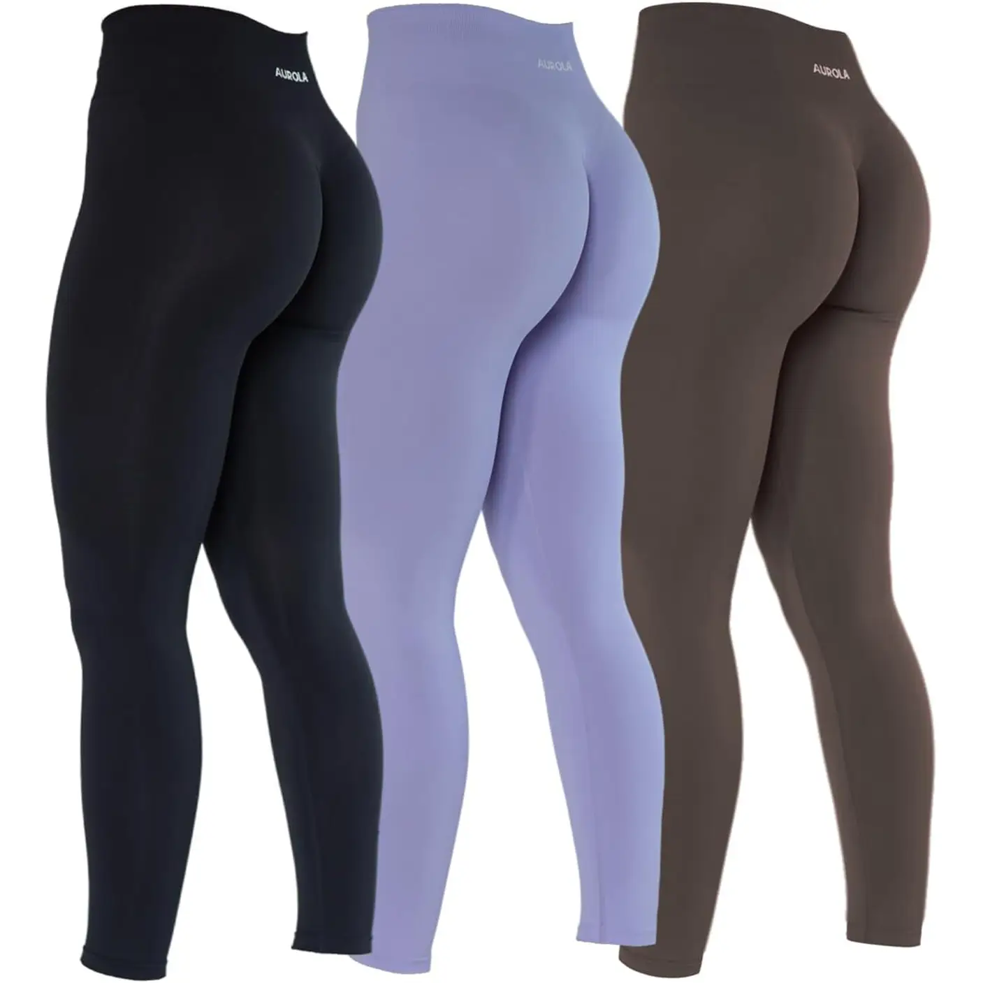 AUROLA 3 Pieces Pack Set Dream Collection Workout Leggings for Women High Waist Seamless Scrunch Athletic Running Gym Fitness Active Pants