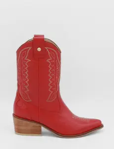Stivali Unstoppable western cowboy boots in red leather womens shoes