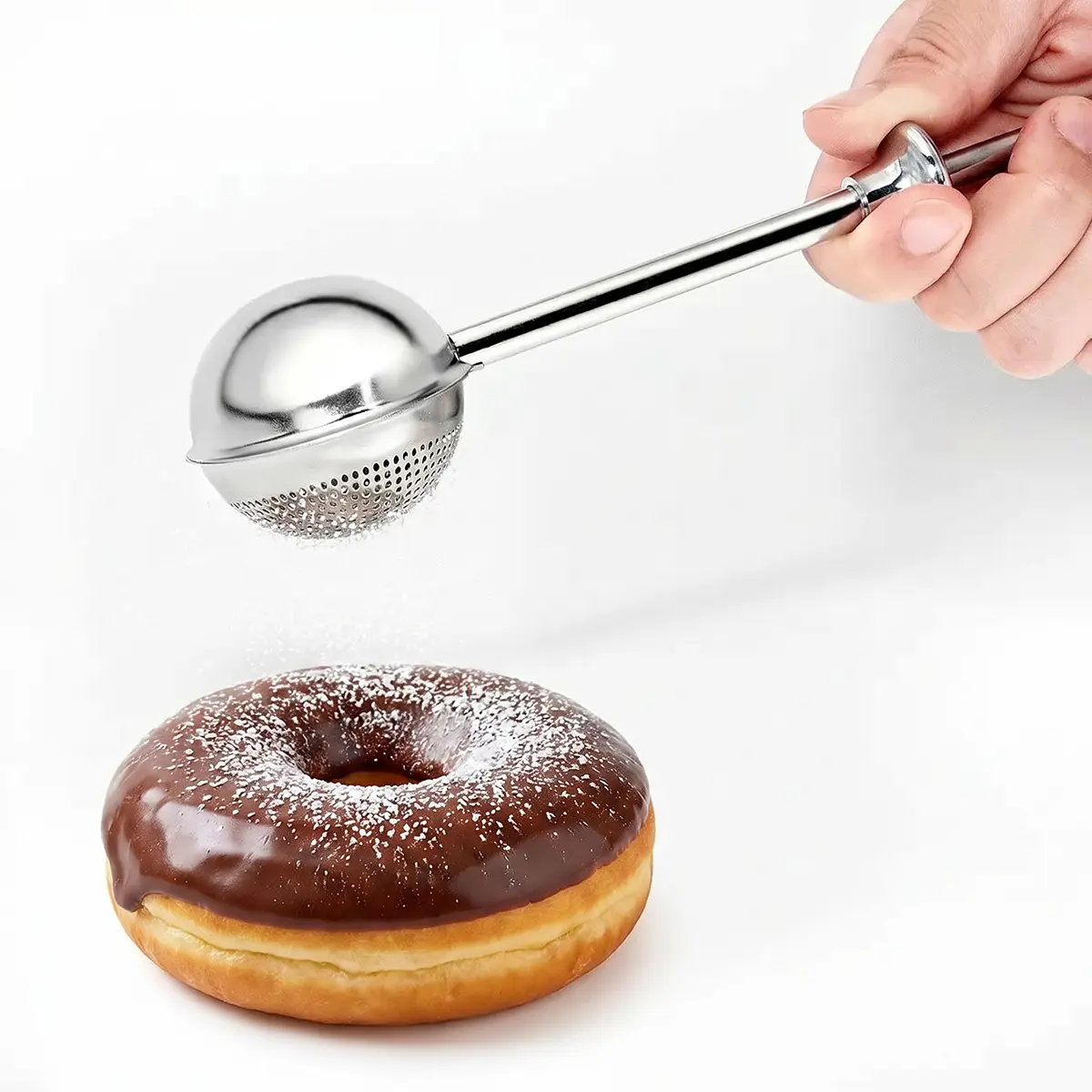 Stainless Steel Flour Duster for Baking, Long Handle Flour Sifter, Powdered Sugar Shaker Duster, Baking Sifter, Kitchen Gadgets, Baking Supplies, Manual Flour Sugar Sprinkling Tool, for Home Restaurant Bakery, Kitchen Supplies, Baking Tools