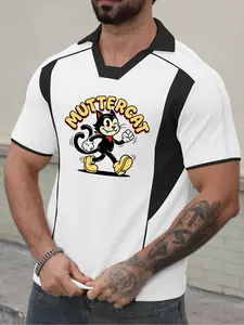 Single Piece Youth Trend Casual Lapel Two-Tone Splicing Sports Fashion Daily Outfit