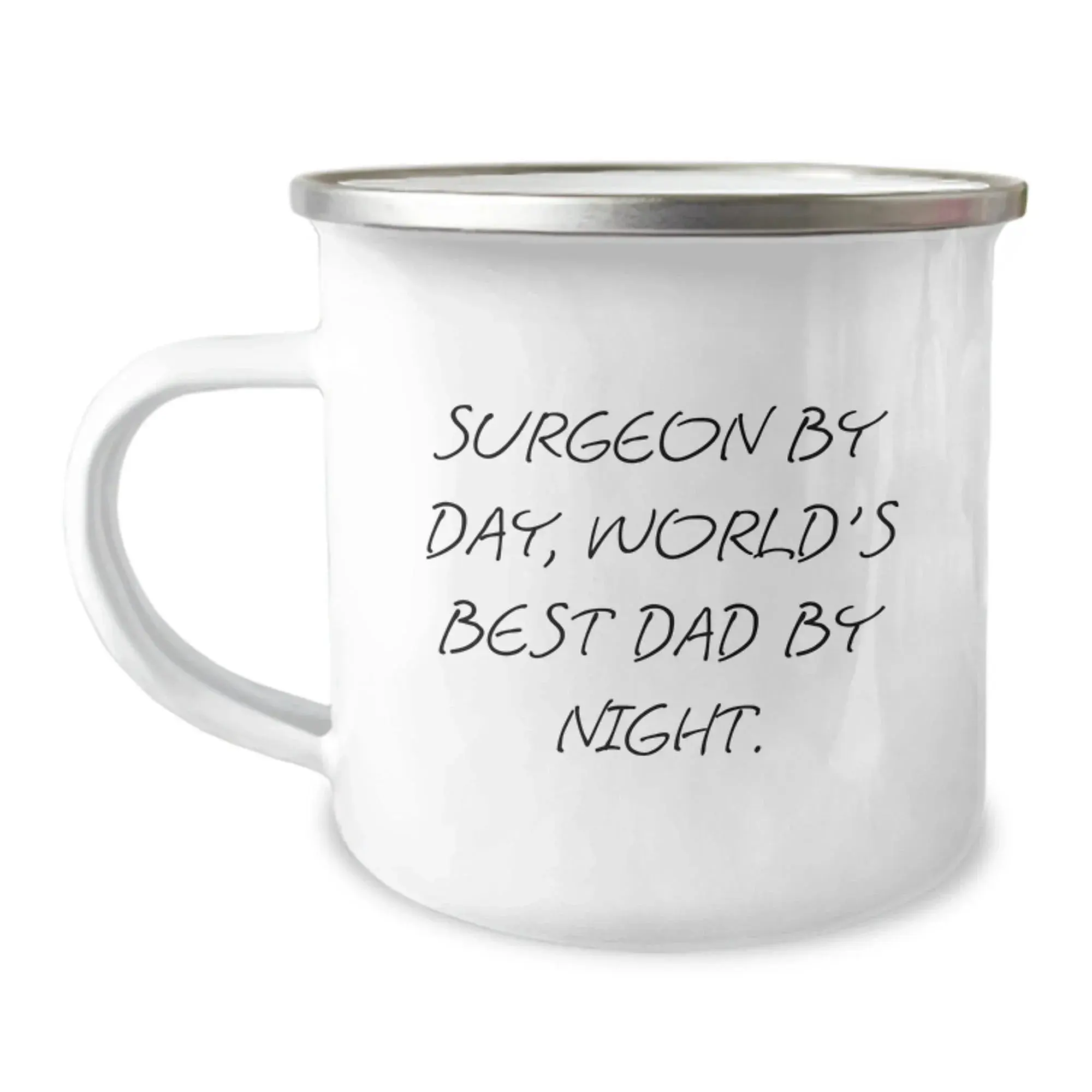 Funny Surgeon Gifts, Christmas Unique Presents for Surgeon By Day, World's Best Dad By Night, 12 oz Stainless Steel Camping Mug