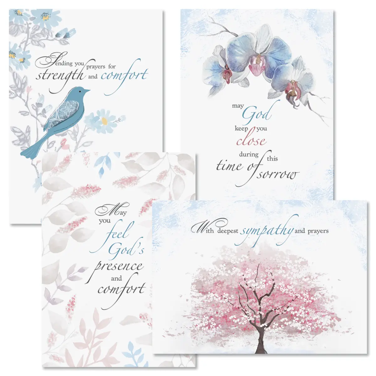 Lillian Vernon Sympathy Comfort Faith Cards with Scripture Set of 8 4 Designs Large 5 x 7 Religious Sympathy Cards with Sentiments Inside White Envelopes