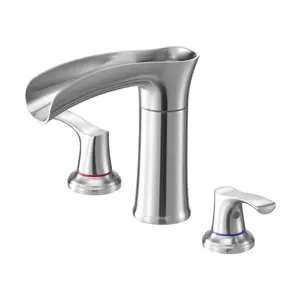 VEVOR Roman Tub Faucet, 3 Hole Waterfall Bathtub Faucet, Zinc Alloy Bath Tubs Faucets Set with 2 Handles, Deck Mount Bath Tub Faucets Set for Pet Washing, Adult Bathing, Silver, Hot & Cold Control