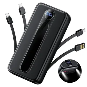 Power-Bank-Portable-Charger 20000mAh Large Capacity 6 Outputs 3 Inputs Cables With Flashlight 22.5W 5V3.1A Fast Charger Micro USB Compatible All Smart Phones Devices Charging Smartphone Chargeable Travel Gadgets