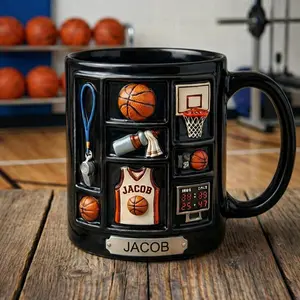Personalized Basketball Mug, Custom Name Basketball Coffee Mug, Basketball Player Gift, Basketball Lover Cup, Sports Mug