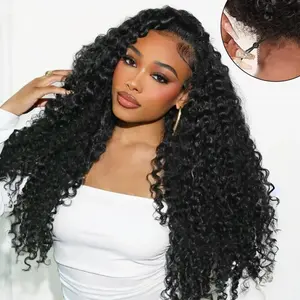 [V Part Wig] Gabrielle Hair V Part Deep Wave Wigs Real Human Hair Glueless Wig No Leave Out Real Scalp Beginner Friendly No Sew In No Glue With Invisible Strap Drawstring Curly Wigs For Women 180% Density