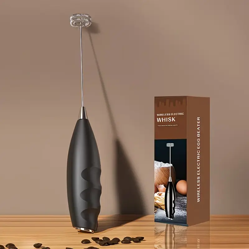 electric frother, Cordless milk frother, and mini mixer suitable for coffee, hot chocolate - a handheld mixer with non slip grip and stainless steel, battery powered (batteries not included), coffee bar tool, Handheld Milk Frother | durable kitchen tool