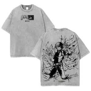 Todoroki Shoto T-Shirt, My Hero Academia Anime Graphic Tee, Fire & Ice Streetwear Top Fashion Cotton, Full Colors, Full Sizes, For Men, For Women