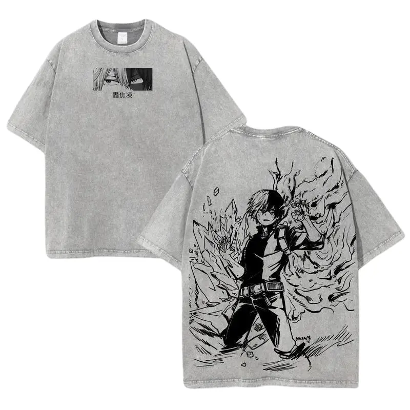 Todoroki Shoto T-Shirt, My Hero Academia Anime Graphic Tee, Fire & Ice Streetwear Top Fashion Cotton, Full Colors, Full Sizes, For Men, For Women