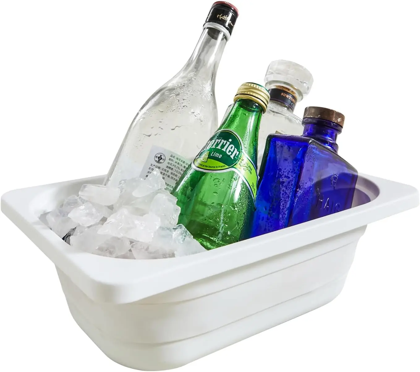Collapsible Storage Bin, Wash Basin Folding Dish Tub Sink, Space Saving for Dishing, Fruit and Camping, Hiking and Home, White, Small, 1 Pack