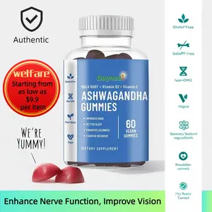 Ashwagandha & Vitamin D daily gummies, Natural Blueberry Flavor, Plant Based, Non-GMO, Gluten-Free, Gelatin Free, KSM-66