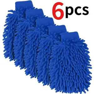 3/6 pieces Car Care Gloves, Car Washing Gloves, Chenille Car Cleaning Gloves, Caterpillar Chenille Car Cleaning Cloths