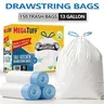 150-Count 13 Gal Boxed Drawstring Trash Bags, Deodorizing Scented Lemon Mint Odor Elim Technology Bags, Non-Tear Puncture-Resistant Disposable Durable Easy-to-Use Kitchen Home Care Supplies, Deodorizing Trash Bags, Scented Trash Bags